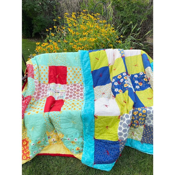Positive Spring Vibes Hand Tied Patchwork Quilt - 2 choices - u pick - Picture 10 of 10